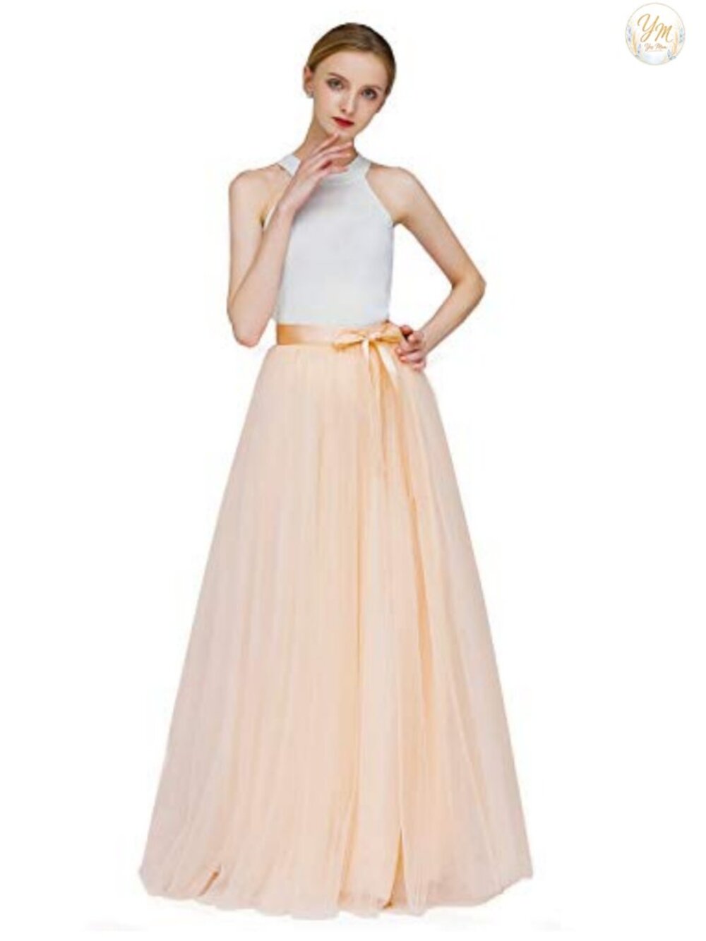 Women's A Line Long Tulle Skirt High Waisted Full Mesh Tutu for Wedding Evening